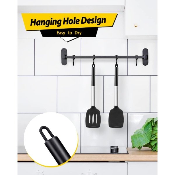 Pack of 2 Silicone Solid Turner, Non Stick Slotted Kitchen Spatulas - Image 4