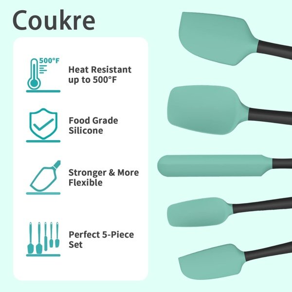 Coukre Silicone Spatula Set of 5,High Temperature Resistant, Food Grade Silicone - Image 3