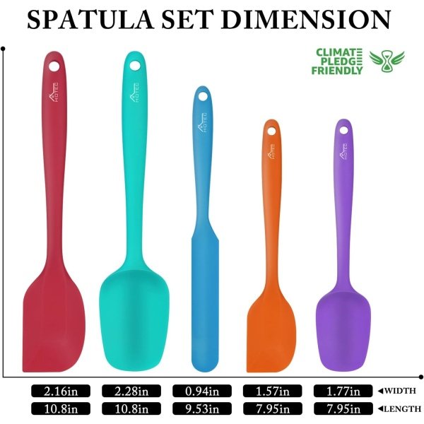 HOTEC Heat Resistant 600℉ Food Grade Silicone Rubber Spatula Set - Image 2