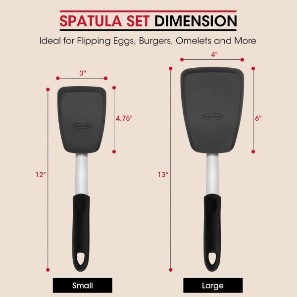 Unicook 2 Pack Flexible Silicone Spatula, Turner, 600F Heat Resistant - Image 6