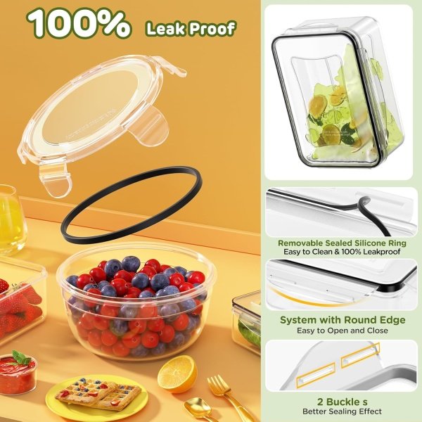 40 PCS Food Storage Containers with Lids Airtight (20 Lids &20 Containers) - Image 3