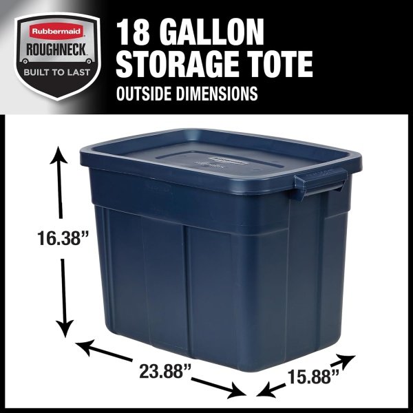Rubbermaid Roughneck Tote 18 Gal, 6 Pack, Made in USA - Image 2