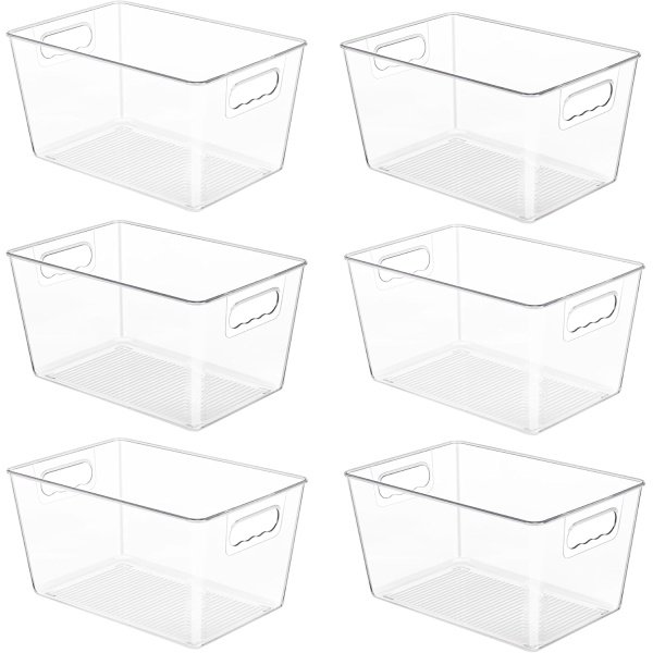 YIHONG 6 Pack Clear Pantry Organizer Bins, Plastic Containers
