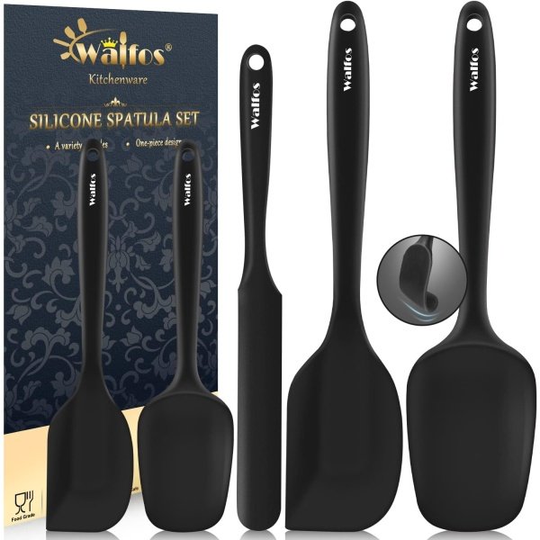 Walfos Silicone Spatula Set of 5 - (600°F) High Heat Resistant Kitchen Scraper
