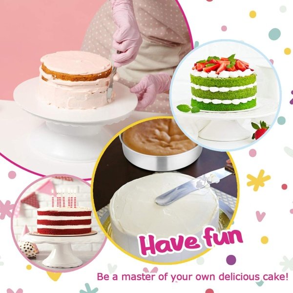 E-far 6 Inch Cake Pan Set of 3, Stainless Steel Round Smash Cake Baking Pans - Image 7