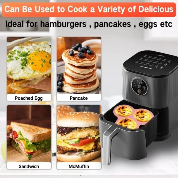Abnaok 2PCS Silicone Air Fryer Egg Pan with 6PCS Reusable Silicone Baking Cups - Image 4