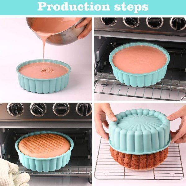 HUAKENER 2 Pcs Charlotte Cake Pan, 8 Inch Round Cake Pan, Nonstick Silicone Cake - Image 4