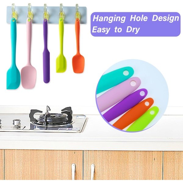Silicone Spatula Set, 5 Piece Food Grade Rubber Spatulas for Baking, Cooking - Image 4