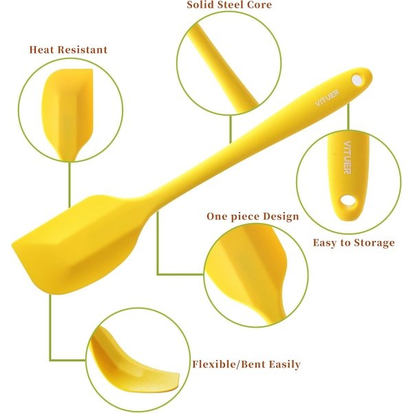 5PCS Silicone Rubber Spatula Set, VITUER Food Grade BPA-Free Spatulas - Image 3