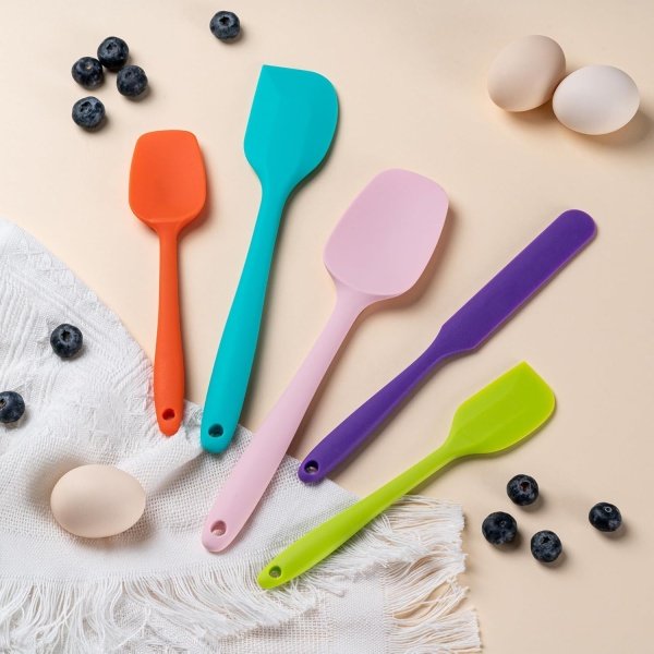 Silicone Spatula Set, 5 Piece Food Grade Rubber Spatulas for Baking, Cooking - Image 6