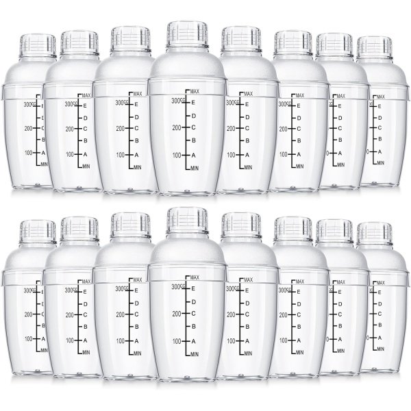 Lallisa 16 Pcs Plastic Cocktail Shaker Set Drink Mixer Boba Clear Shaker Cup