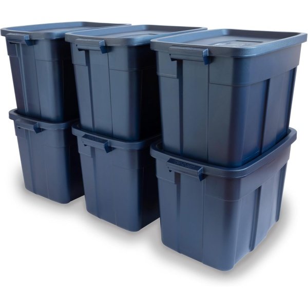 Rubbermaid Roughneck Tote 18 Gal, 6 Pack, Made in USA