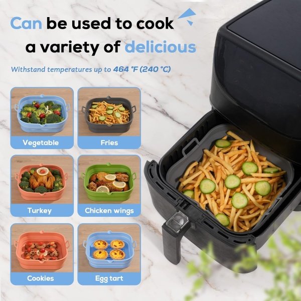 Silicone Air Fryer Liners Square - Reusable Airfryer Silicone Basket - Image 7