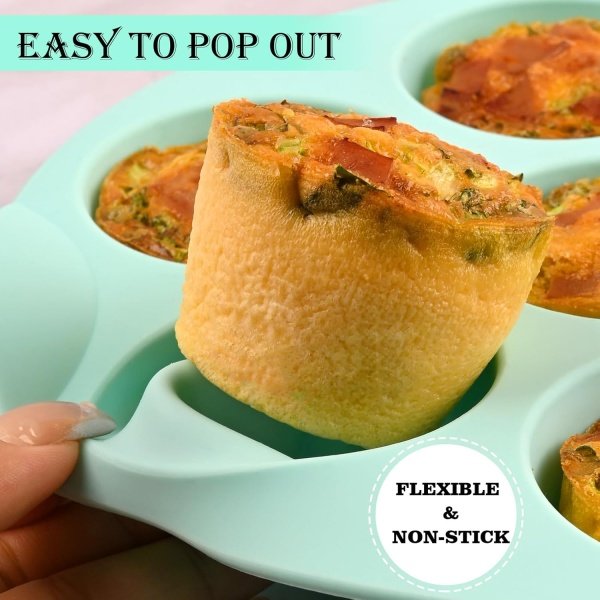 Sakolla 2 Pack Silicone Egg Bite Molds for Air Fryer, Nonstick 7 Cups Air Fryer - Image 5