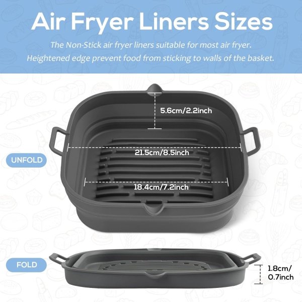 Silicone Air Fryer Liners Square - Reusable Airfryer Silicone Basket - Image 3