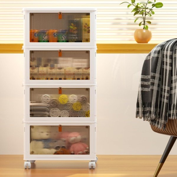 4 Tier Plastic Storage Bins with Lid 23QT, Stackable Storage Containers - Image 6