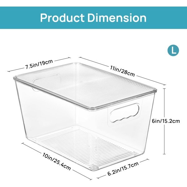 Vtopmart 6 Pack Clear Stackable Storage Bins with Lids, Large Plastic Containers - Image 2