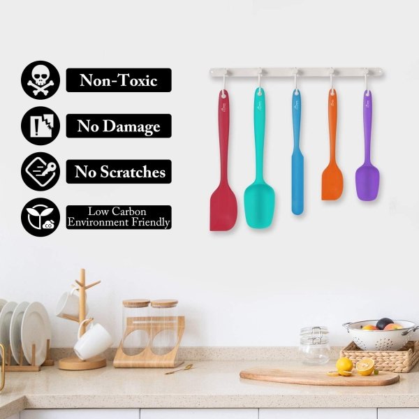 HOTEC Heat Resistant 600℉ Food Grade Silicone Rubber Spatula Set - Image 5