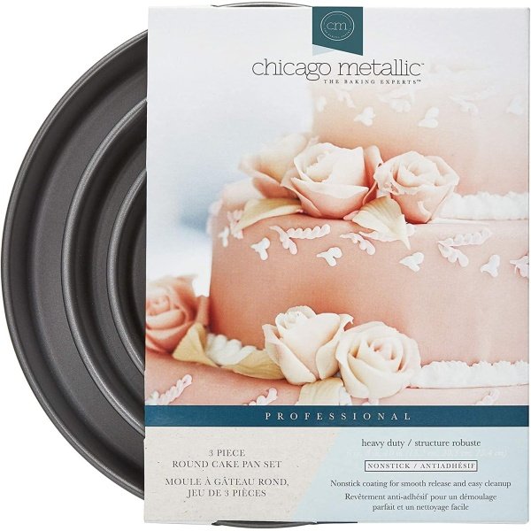 Chicago Metallic Professional 3-Piece Round Cake Pan Set of 6, 8, 10 inch - Image 9