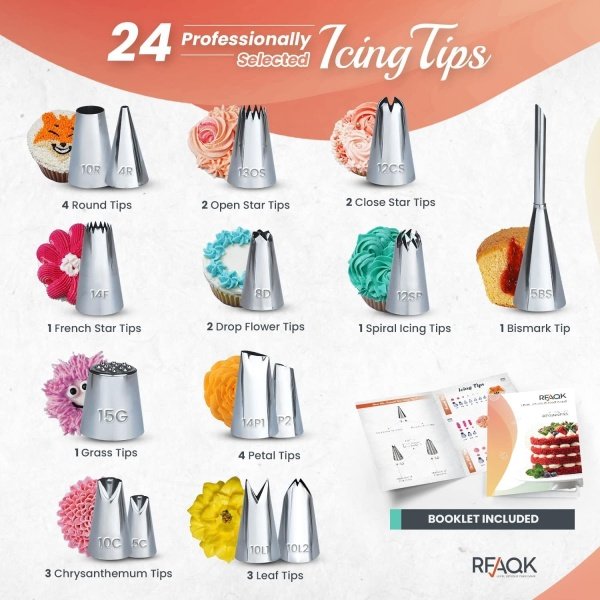 RFAQK 150PCs Cake Pan Set for Baking + Cake Decorating Supplies - Image 3