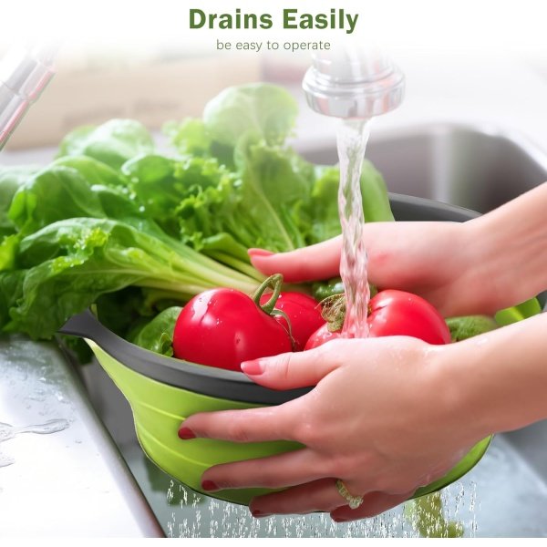 Collapsible Colander Set of 2 Silicone Kitchen Strainer Set - Image 4