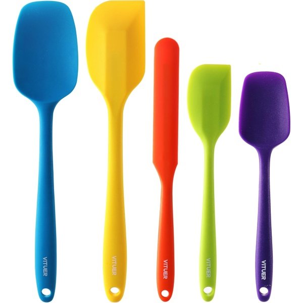 5PCS Silicone Rubber Spatula Set, VITUER Food Grade BPA-Free Spatulas