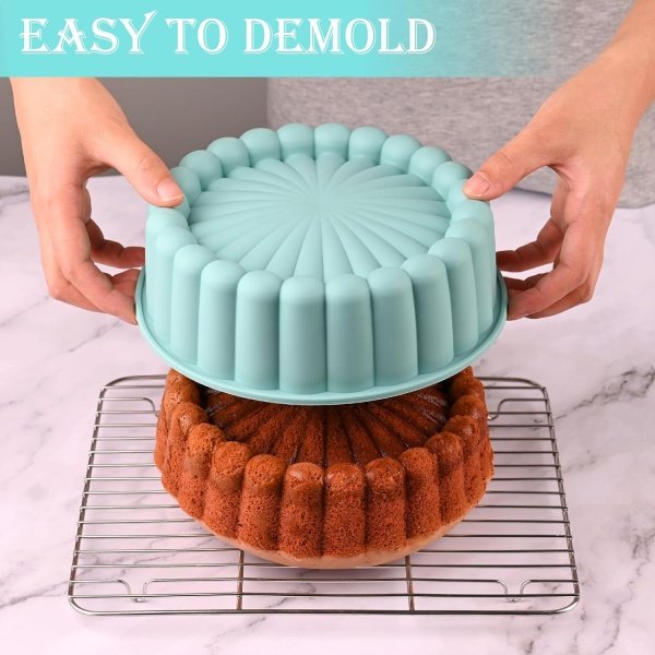 HUAKENER 2 Pcs Charlotte Cake Pan, 8 Inch Round Cake Pan, Nonstick Silicone Cake - Image 2