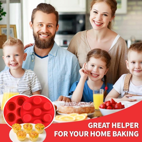 2 Pack Silicone Egg Bite Molds for Air Fryer, 7-Cup Round Muffin Pans Cupcake - Image 7