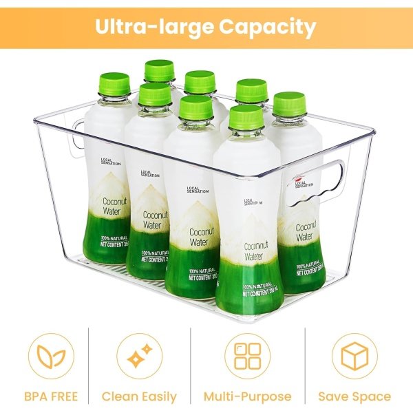 YIHONG 6 Pack Clear Pantry Organizer Bins, Plastic Containers - Image 6