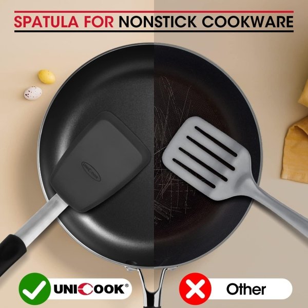 Unicook 2 Pack Flexible Silicone Spatula, Turner, 600F Heat Resistant - Image 4
