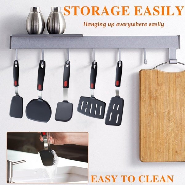 Silicone Spatula Turner, 5-Pack Spatulas Silicone Set for Nonstick Cookware - Image 4