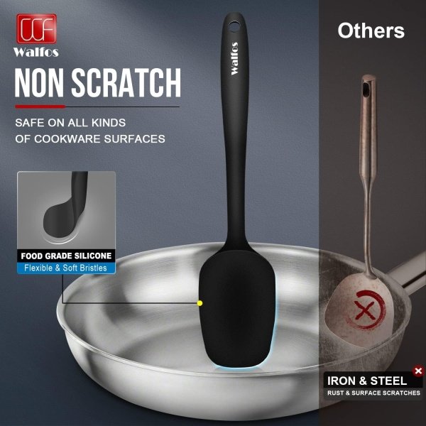 Walfos Silicone Spatula Set of 5 - (600°F) High Heat Resistant Kitchen Scraper - Image 5