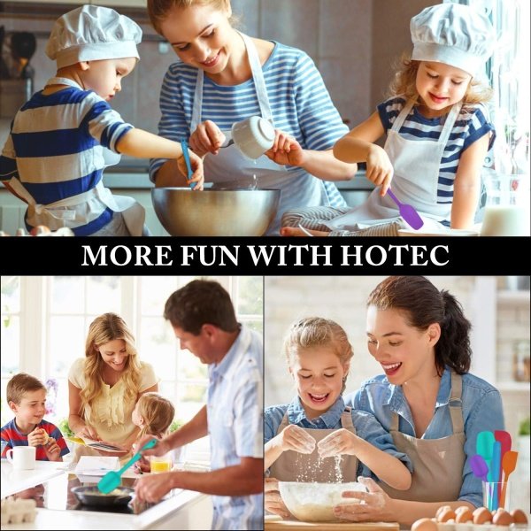 HOTEC Heat Resistant 600℉ Food Grade Silicone Rubber Spatula Set - Image 7