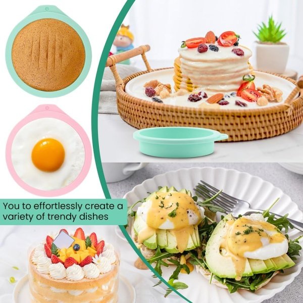 4Pcs Air Fryer Egg Mold Round Silicone Round Silicone 4'' Burger Buns Moulds Air - Image 4