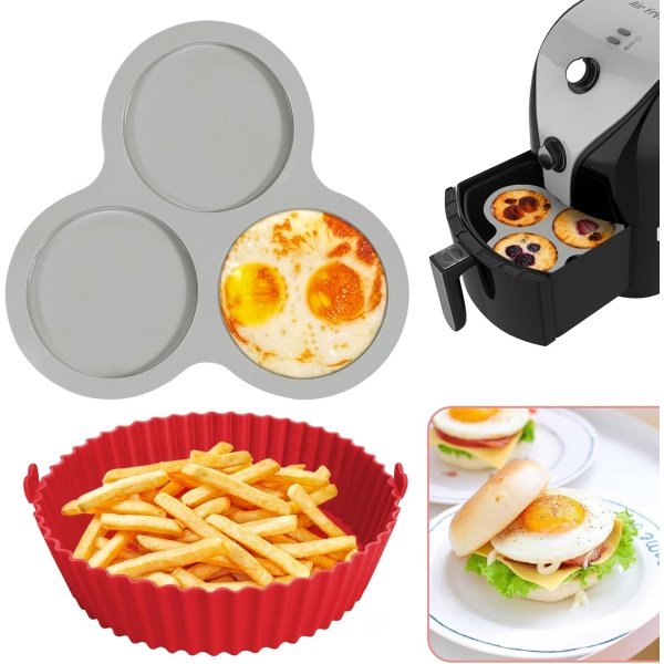 Silicone Air Fryer Liners & Muffin Top Pan Fit for 5 to 8 Qt AirFryer Oven