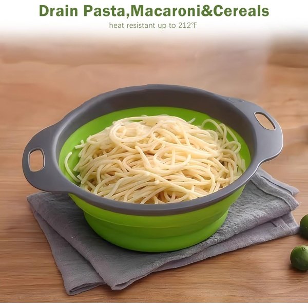 Collapsible Colander Set of 2 Silicone Kitchen Strainer Set - Image 5