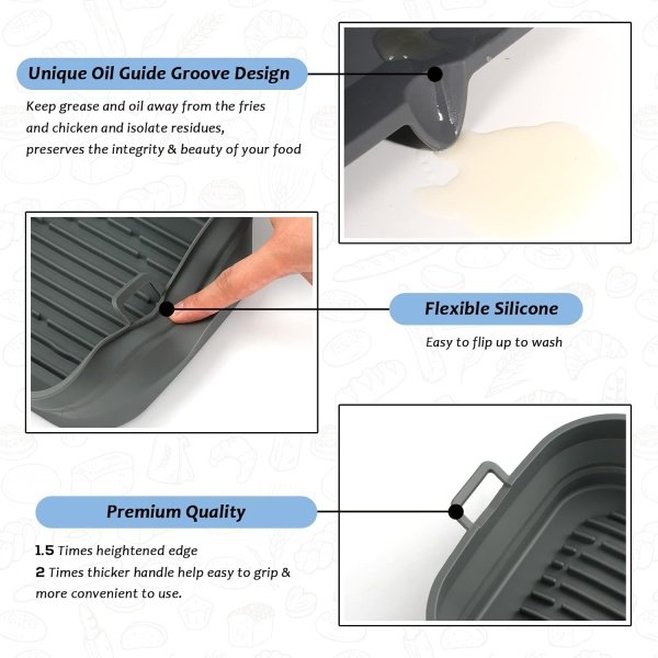 Silicone Air Fryer Liners Square - Reusable Airfryer Silicone Basket - Image 5