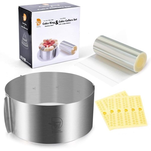 Cake Mold and Acetate Sheets for Baking, 6 to12 Inches Adjustable Stainless