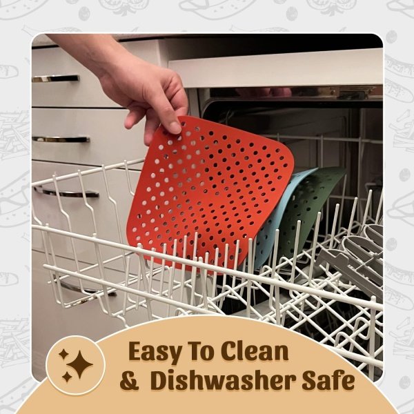 Reusable Square Silicone Air Fryer Liners (7.5 Inch, 3 Pack) by Linda’s - Image 7