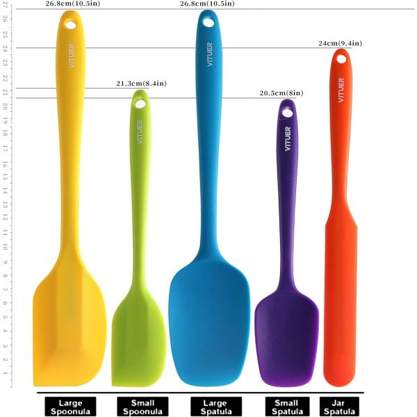 5PCS Silicone Rubber Spatula Set, VITUER Food Grade BPA-Free Spatulas - Image 2