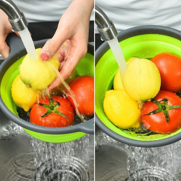 Collapsible Colander Set of 2 Silicone Kitchen Strainer Set - Image 3
