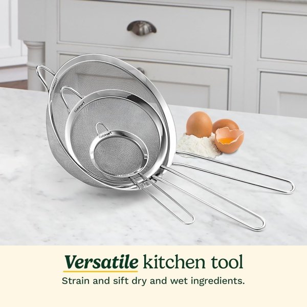 Cuisinart Mesh Strainers, 3 Count (Pack of 1) Set, CTG-00-3MS Silver - Image 2