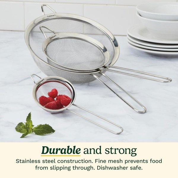 Cuisinart Mesh Strainers, 3 Count (Pack of 1) Set, CTG-00-3MS Silver - Image 3