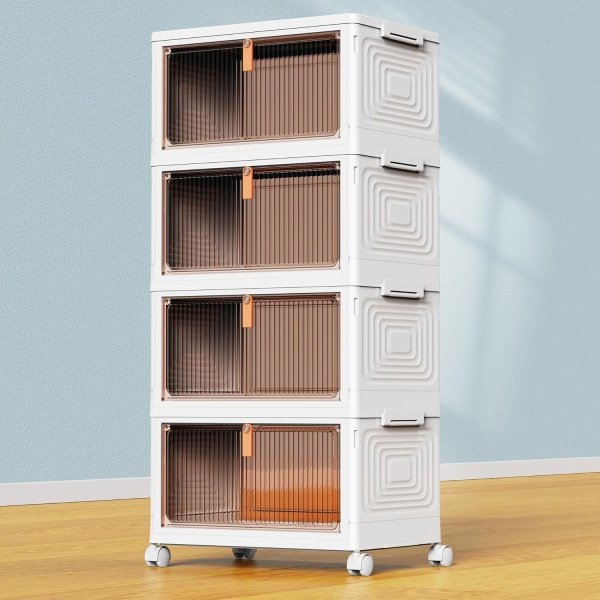 4 Tier Plastic Storage Bins with Lid 23QT, Stackable Storage Containers