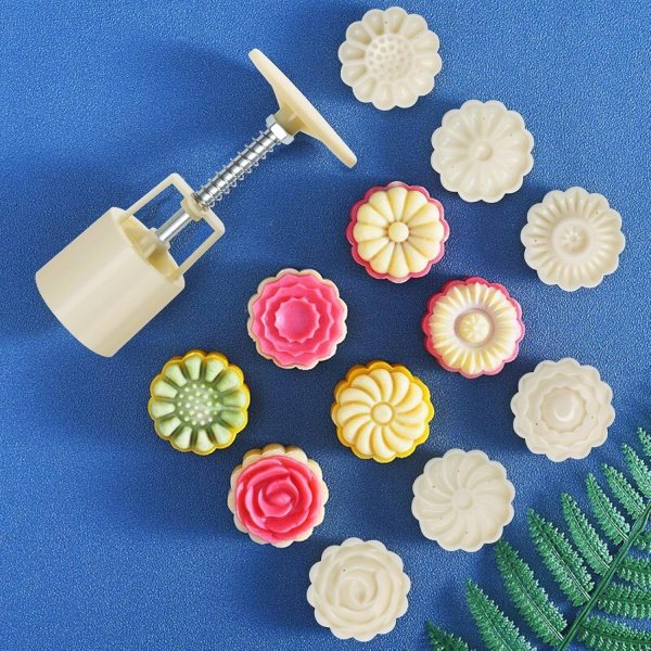 Luxiv Moon Cake Mould 50g, 12 PCS Pattern Hand-Pressure Mooncake Molds for - Image 7
