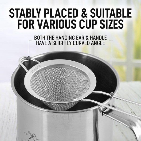Zulay Kitchen 304 Stainless Steel Fine Mesh Strainer For Kitchen - Image 4