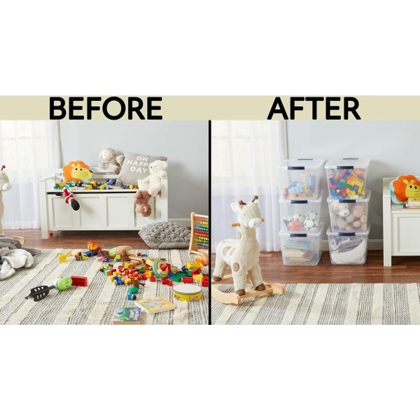 Rubbermaid Cleverstore Clear 32 Qt, 6 Pack Stackable Plastic Storage Containers - Image 5