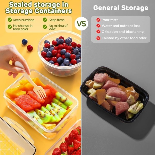 40 PCS Food Storage Containers with Lids Airtight (20 Lids &20 Containers) - Image 5