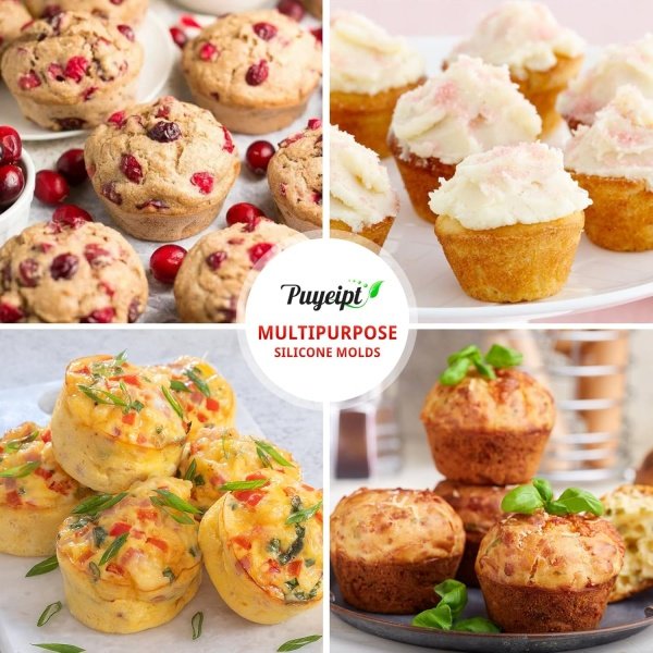 2 Pack Silicone Egg Bite Molds for Air Fryer, 7-Cup Round Muffin Pans Cupcake - Image 6