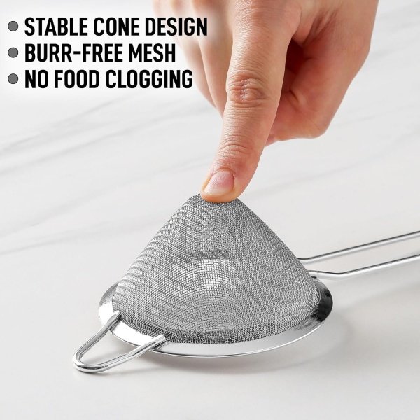 Zulay Kitchen 304 Stainless Steel Fine Mesh Strainer For Kitchen - Image 5